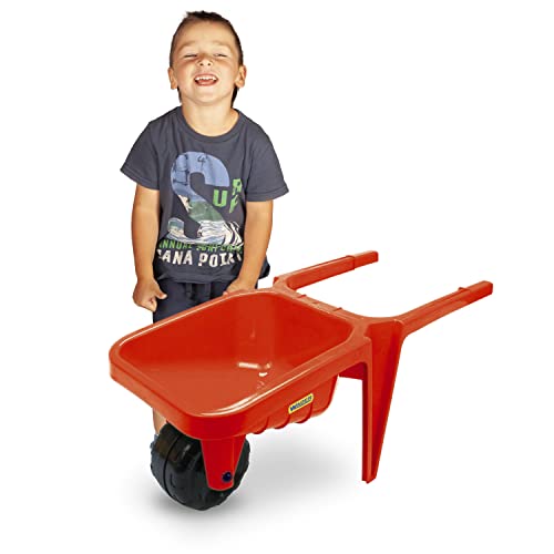 Wader 74802 - Gigant rote Schubkarre, bis 100 kg belastbar, ca. 77 x 34 x 32 cm groß, ab 12 Monaten, ideal für Garten, Sandkasten, Strand oder als Geschenk für kreatives Spielen von Wader