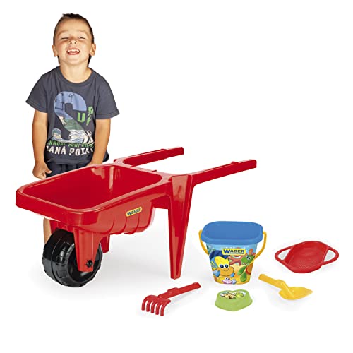 Wader 74812 - Gigant rote Schubkarre mit 5-teiligem Zubehör, bis 100 kg belastbar, ca. 77 x 34 x 32 cm, ab 12 Monaten, ideal für Garten, Sandkasten, Strand oder als Geschenk für kreatives Spielen Wader 74812 - Gigant rote Schubkarre mit 5-teiligem Zubehör, bis 100 kg belastbar, ca. 77 x 34 x 32 cm, ab 12 Monaten, ideal für Garten, Sandkasten, Strand oder als Geschenk für kreatives Spielen von Wader