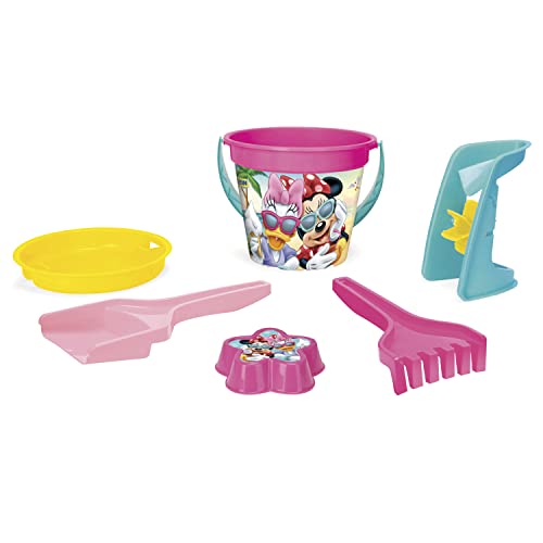 Wader 77437 - DISNEY Minnie Maus und Daisy Duck Sandset mit Eimer, Sieb, Sandmühle, Schaufel, Rechen und Sandform, ab 12 Monaten, ideal für Garten, Sandkasten, Strand oder als Geschenk von Wader