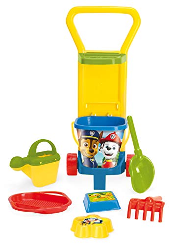 Wader 81170 - Sandspielzeug Paw Patrol mit Caddy, Eimer, Wasserkanne, Sieb, Schaufel, Rechen und 2 Sandformen, 8-teilig von Wader