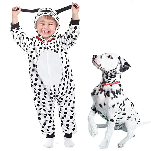 Waghaw Dalmatiner Kostüm Baby Jungen Mädchen Tier Bodysuit Baby Junge Mädchen Halloween Kostüm, Weiß Zwei, 4T von Waghaw