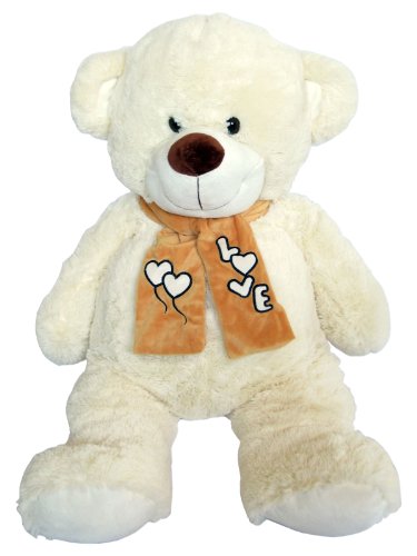 Wagner 9005 - XXL Plüschbär Teddy Bär mit Schal - 100 cm groß - weiß - Teddybär Kuschelbär von Wagner·Stofftiere