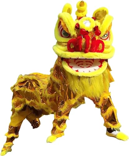 WaiDXn Löwentanz-Kostüm, künstliches Fell, Löwentanz for Erwachsene, südlicher Löwe, doppelter Löwentanz, voller wachender Löwe, Maskottchenkostüm, Löwentanz-Performance-Kostüm for Auftritte(Color:A) von WaiDXn