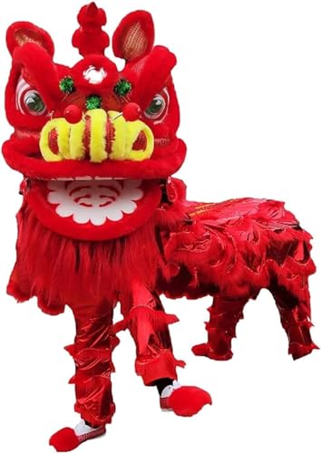 WaiDXn Löwentanz-Kostüm, künstliches Fell, Löwentanz for Erwachsene, südlicher Löwe, doppelter Löwentanz, voller wachender Löwe, Maskottchenkostüm, Löwentanz-Performance-Kostüm for Auftritte(Color:B) von WaiDXn