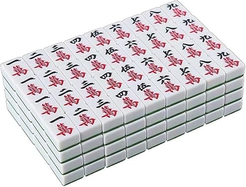 WaiDXn Mah Jong Reise-Set, chinesischer Mahjong, nummeriert, 144 Fliesen, Mahjong-Set, tragbar, Melamin, Mah-Jong (Blau, Nr. 42) von WaiDXn
