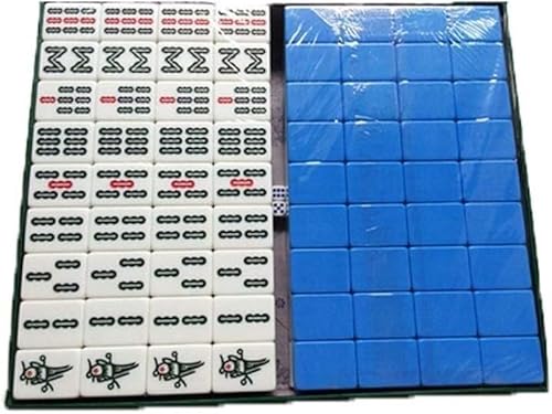 WaiDXn Mah Jong Reise-Set, chinesisches Mahjong-Spielset, 144 Fliesen, Mah-Jongg, traditionelle chinesische Version, Mah Jongg (blau) von WaiDXn