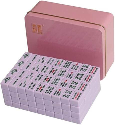 WaiDXn Mahjong 20 * 14mm mini Chinesische mahjong Fliesen 144 Teile/Satz Zinn Box verpackung(Pink) von WaiDXn