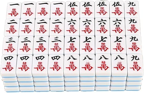 WaiDXn Mahjong-Kartenset, klassisches chinesisches Mahjong-Spielset, tragbare Mini-Mahjong-Aufbewahrungstasche, Schachbrettspiel(Bianco) von WaiDXn