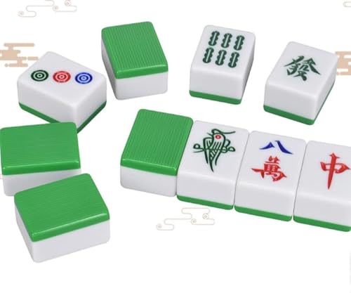 WaiDXn Mahjong Reise-Set, chinesisches Mahjong-Set, 144 Fliesen, klassisches Mahjong-Spielset, Mah-Jongg-Set, stark und langlebig (Grün, Nr. 44) von WaiDXn