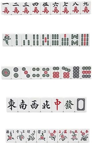 WaiDXn Mahjong-Set Mahjong-Kartenset Mahjong-Set Chinesisches Mahjong-Spielset Aluminiumschale - Mit 144 Keramikfliesen(44 EU) von WaiDXn