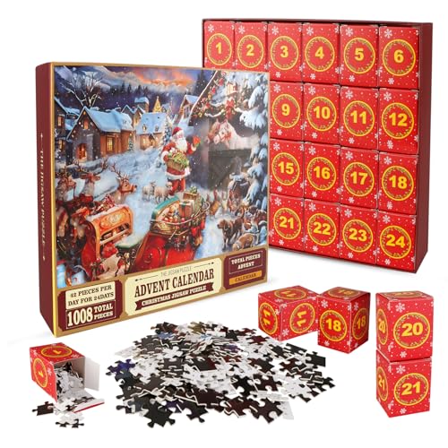 Adventskalender Puzzle 1008 Teile - 2024 Count Down to Christmas Advent Jigsaw Puzzle für Erwachsene (A) von Wakasena