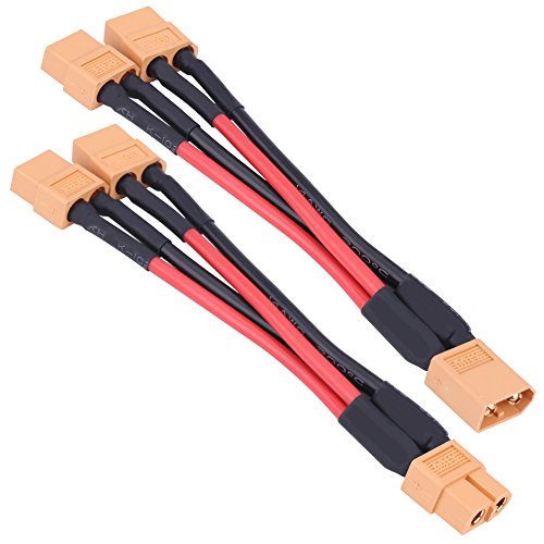 Adapterkabel für RC Lipo, 14 AWG Silikonkabel mit guter elektrischer Isolationseigenschaften, 2 Typen XT60 Parallel-Batterie-Paket-Adapter, 3,9 cm (1 Buchse und 2 Stecker) von Wakects