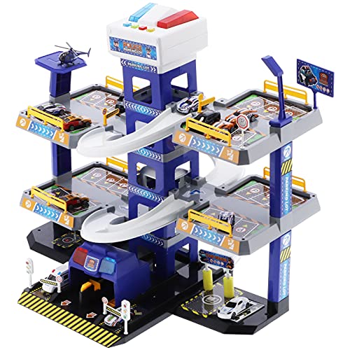 Arking Lot Autogarage Spielset, Garage Parkplatz Spielzeug Groß Spielzeug Parkgarage DIY Aufzug und Rennstrecke 3-Etagen Auto Parkgarage Spielzeug für Zuhause von Wakects