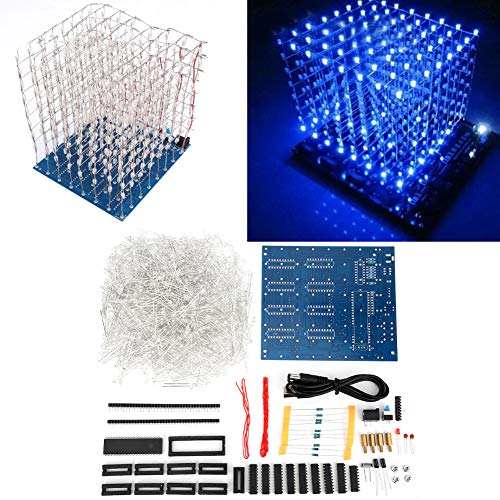 Wakects LED Cube, LED Cube Bausatz, 3D LED Würfel Lichtwürfel Bausatz 8x8x8 cm LED Lichtgruppenwürfel Bausatz Leuchtwürfel für Kinder/Jugendliche Lernaktivitäten von Wakects