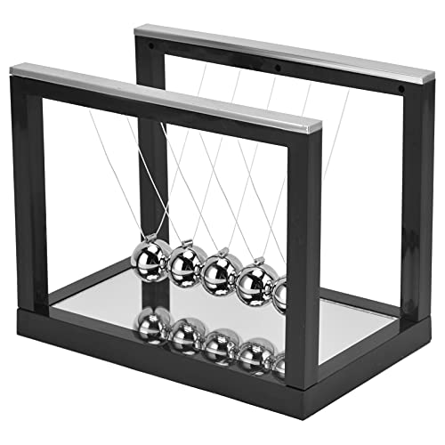 Newton Kugelstoßpendel, Kugelpendel für Schreibtisch, Newton's Cradle Balance Kugel Set, 5 Schwarze Stahlkugeln, Pendelkugel, mit Basis, als für Büro zu Hause, 7,5 x 13 x 10,1 cm von Wakects