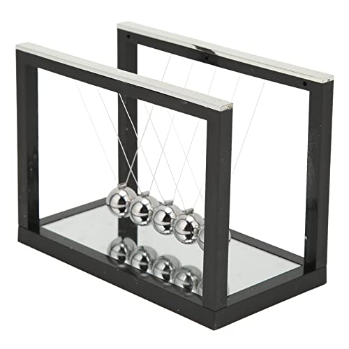 Newton Pendel Schaukel Spielzeug Physik Wissenschaft Groß Newton Cradle Balance Balls mit 5 Eisenkugeln und Spiegelbasis, Stressabbau, 15,8 x 8,4 x 11,6 cm von Wakects