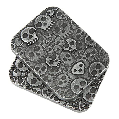 EDC Fidget Slider Toy,Portable Metall Magnetisches Poker Push Slider mit Skull Pattern für ADHS Autismus Angst Stressabbau,4,5 x 3,5 x 1 cm,Aufbewahrungstasche von Wakects