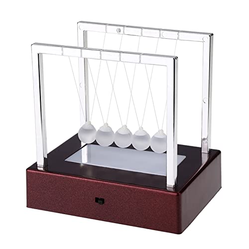 Wakects Newton cradle Balance balls Game 5 GlasBall Pendulum,Buntes LED Licht Pendelkugeln with Base Gleichgewicht Physik Pendel,Stress Relief Spielzeug Ornament,12 x 9 x 12 cm von Wakects