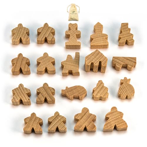 Waldfelsen® Spielfiguren passend für Carcassonne - 8 Meeple und 11 Sonderfiguren für das Grundspiel, die 10 Erweiterungen und die Minis 2 und 6 (Farbe: Blanko) von Waldfelsen