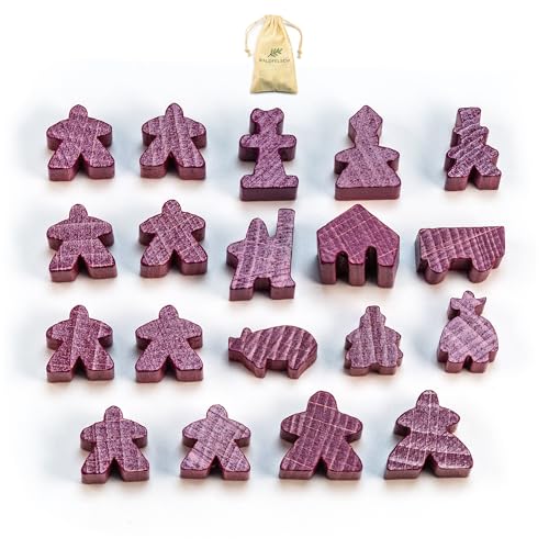 Waldfelsen® Spielfiguren passend für Carcassonne - 8 Meeple und 11 Sonderfiguren für das Grundspiel, die 10 Erweiterungen und die Minis 2 und 6 (Farbe: Lila) von Waldfelsen