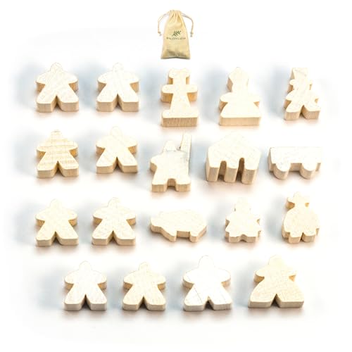 Waldfelsen® Spielfiguren passend für Carcassonne - 8 Meeple und 11 Sonderfiguren für das Grundspiel, die 10 Erweiterungen und die Minis 2 und 6 (Farbe: Weiß) von Waldfelsen