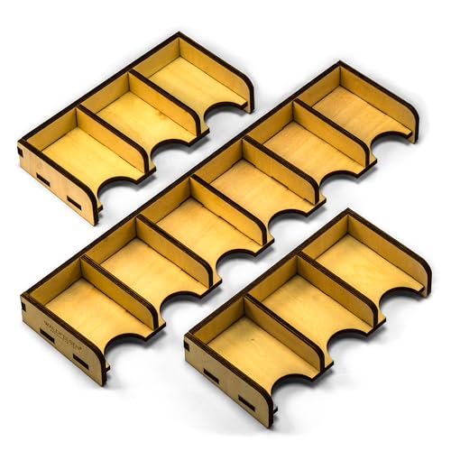Waldfelsen 1 Spielkartenhalter aus Holz mit 6 Fächern und 2 Kartenhalter mit 3 Fächern für Karten in Größe 44 x 68 mm geeignet für Die Siedler von Waldfelsen