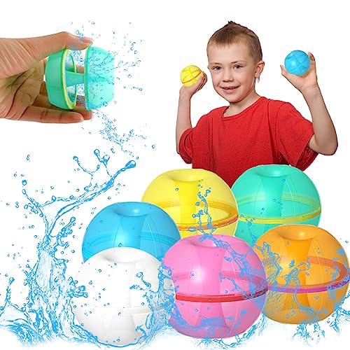 Waldspring Wasserbomben Wiederverwendbar Magnet 6 Pcs, Wasserbomben Kinder, Wasserbälle Wiederverwendbar Selbstschließend, Pool Spielzeug Kinder, Outdoor Sommerspaß, Wasserpark, Familienspiel von Waldspring