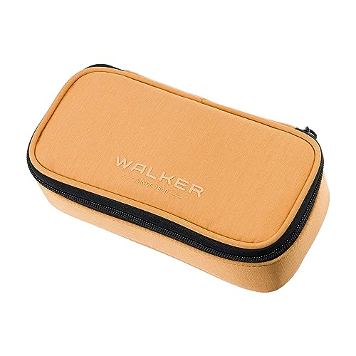 Walker 49262-026 49262-026-Pencil Box Peach, Federmäppchen mit Hauptfach, doppelseitiger Trennwand inkl. 20 Stifteschlaufen, Zippfach und Reißverschluss, Einfarbig, Pfirsich von Walker