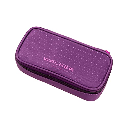 Walker 49711-053 - Schlamperbox Fame 2.0 "Uni Plum", Federmappe mit geräumigem Hauptfach, doppelseitiger Trennwand mit 20 Stiftfächern, Zippfach und robustem Reißverschluss von Walker