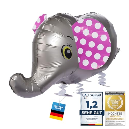 Folienballons Air-Walkers Heliumballons Tierfiguren Helium Luftballons; Elefant Airwalker Ballon mit Leine für Kinder von GOODS+GADGETS