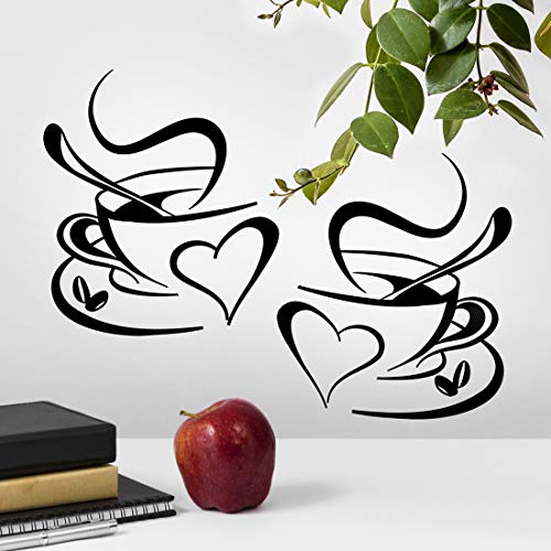 2 Tassen Wand Küche Kunst Aufkleber Liebe Zitate Aufkleber Pub Dekor Kaffee Tee Dekoration Abnehmbare Wand Abziehbilder Schwarz Tasse Home Dekorationen Schaufenster Tür Deko Kunst Zitat Transfer von Wall4stickers