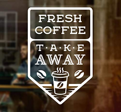 Wall4Stickers Fresh Coffee Takeaway Cup Fenster Zeichen Vinyl Aufkleber Grafik Cafe Shop Salon Bar Restaurant Schriftzug Glas Aufkleber von Wall4stickers