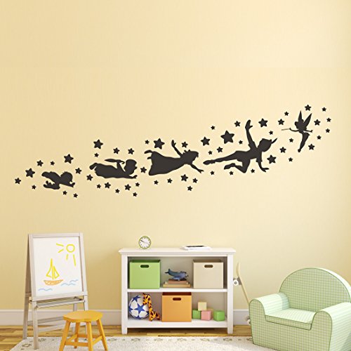 Peter Pan Tinker Bell Wandtattoos abnehmbare Kinderzimmer Karikatur Märchen Weihnachten Schlafzimmer Vinyl Aufkleber Wandbild Fenster Kinder Kinder Kunst von Wall4stickers