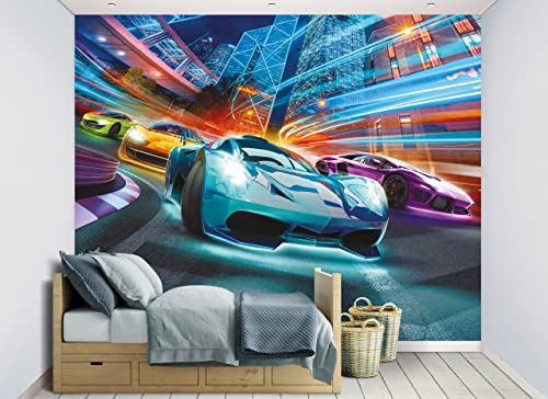 Walltastic Supercar Racers 46658 Wandbild, FSC-Papier, mehrfarbig, 2,4 m hoch x 3 m breit, 1 Größe von Walltastic