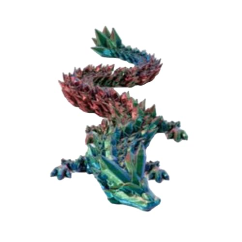 Walopola 2 Stück 3D-gedruckte leuchtende Drachen, Gelenkdrachen-Spielzeug, 3D-Kristall-Gelenk-Drachenfigur, flexible Gelenke, Heimdekoration, Büro-Spielzeug von Walopola