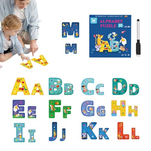 Walopola Alphabet-Puzzle, Alphabet-Spielzeug für Kinder - 57-teilige Alphabet-Lern-Papierpuzzles - Interaktives Montessori-Spielzeug, Lernaktivitäten im Vorschulalter, Kleinkind-Puzzles für von Walopola