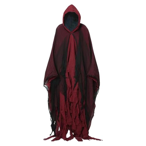 Walopola Halloween Mittelalter Vintage Umhang Schwarz Umhang Halloween Umhang mit Kapuze Vintage Umhang Horror Mittelalter Umhang Vintage Horror Umhang Renaissance Umhang für Erwachsene Cosplay von Walopola