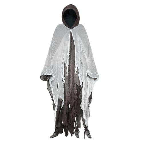 Walopola Halloween Mittelalter Vintage Umhang Schwarz Umhang Halloween Umhang mit Kapuze Vintage Umhang Horror Mittelalter Umhang Vintage Horror Umhang Renaissance Umhang für Erwachsene Cosplay von Walopola