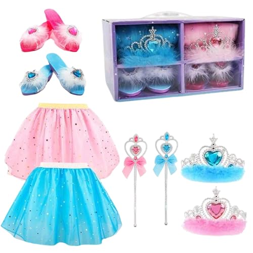 Walopola Kinder-Prinzessin-Kostüm, Prinzessinnen-Kleidung,Mädchen-Kostüm-Set für Rollenspiele - Mädchen-Prinzessinnen-Kleiderset für Mädchen-Halloween-Kostüme, Cosplay, Weihnachten von Walopola