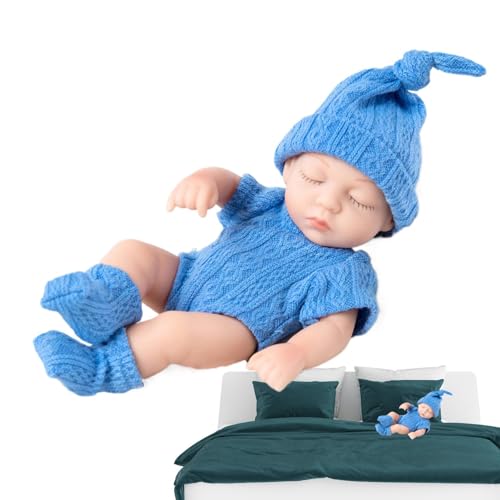 Walopola Miniatur-Reborn-Puppen, Ganzkörper-Silikon-Reborn - 7 Zoll weiche, kuschelige wiedergeborene Puppenfigur für Kinder,Silikonpuppe für Schlafzimmer, Wohnzimmer, Kinderzimmer, Kinderzimmer von Walopola