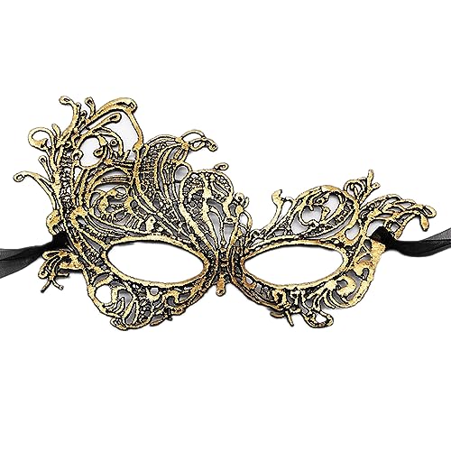 Wambere Masquerade Maske,Damen Maske Spitze Maskenmasken Spitze Maske Karneval Dekorationen Masken für Frauen Halloween-Kostüm Abendkleid Tanz Ball Party Cosplay Abschlussball Zubehör,Golden von Wambere