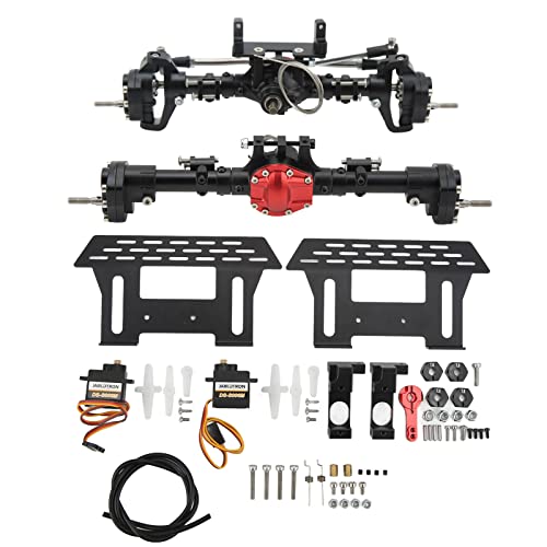 Wamsound RC-Achsensatz, RC-Achsensatz vorne und hinten, CNC-Portalachsen mit Differenzialsperre, Set für Axial SCX10 I II III 90046 90047 1/10 RC Car (Black) von Wamsound