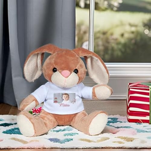 Wanapix | Hase Kuscheltier Personalisierte mit Foto und Text | Plüschtier Valentinstag | Stofftier | Originelles Geschenk | 14x19 cm | Frame von Wanapix