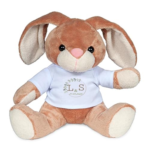 Wanapix | Hase Kuscheltier Personalisierte mit Foto und Text | Plüschtier Valentinstag | Stofftier | Originelles Geschenk | 14x19 cm | Letters von Wanapix