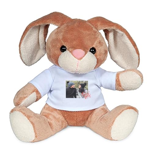 Wanapix | Hase Kuscheltier Personalisierte mit Foto und Text | Plüschtier Valentinstag | Stofftier | Originelles Geschenk | 14x19 cm | Love Photo von Wanapix