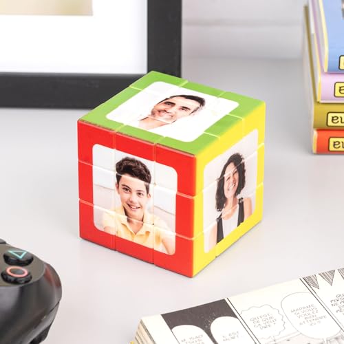 Wanapix | Personalisierter Logikwürfel 3x3 | Drehbares Logikspiel mit den 6 Fotos deiner Wahl | Direkter Druck auf Jede Seite | Klassischer 3x3-Speedcube | Farbrahmen von Wanapix