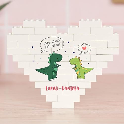 Wanapix | Puzzle Block Herz Selbst Gestalten | Personalisiertes mit Text | Kompatibel mit den Wichtigsten Marken Personalisiert | 47 Teile | Tyrannosaurus von Wanapix