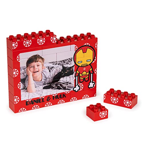 Wanapix | Puzzle Block Selbst Gestalten | Personalisiertes Block Puzzle mit Foto und Text| Kompatibel mit den Wichtigsten Marken | Personalisiertes Fotopuzzle | Originelles Puzzle | 28 Teile XL | ROT von Wanapix