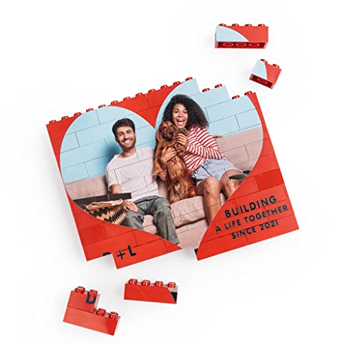 Wanapix | Puzzle Block Selbst Gestalten | Personalisiertes Block Puzzle mit Foto und Text | Kompatibel mit den Wichtigsten Marken | Personalisiertes Fotopuzzle | Originelles Puzzle | 49 Teile | ROT von Wanapix