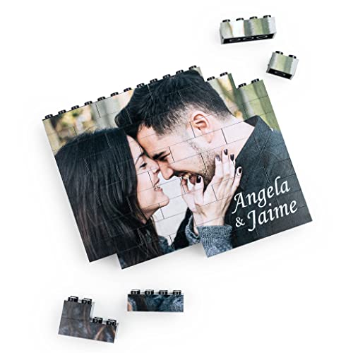 Wanapix | Puzzle Block Selbst Gestalten | Personalisiertes Block Puzzle mit Foto und Text| Kompatibel mit den Wichtigsten Marken | Personalisiertes Fotopuzzle | Originelles Puzzle | 49 Teile | SCHWARZ von Wanapix